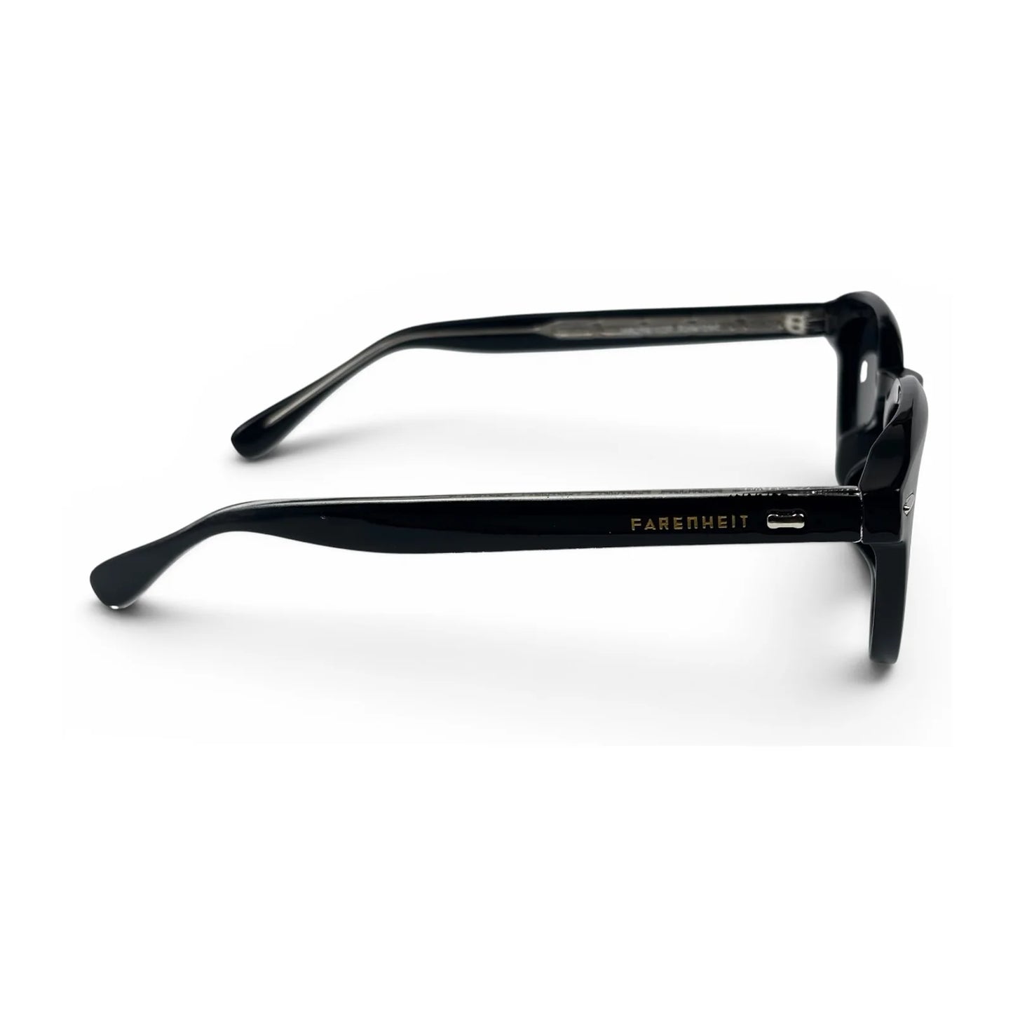 U&EYE The Nomad keyhole round polarized sunglasses in Polished Black and Dark Grey — side view