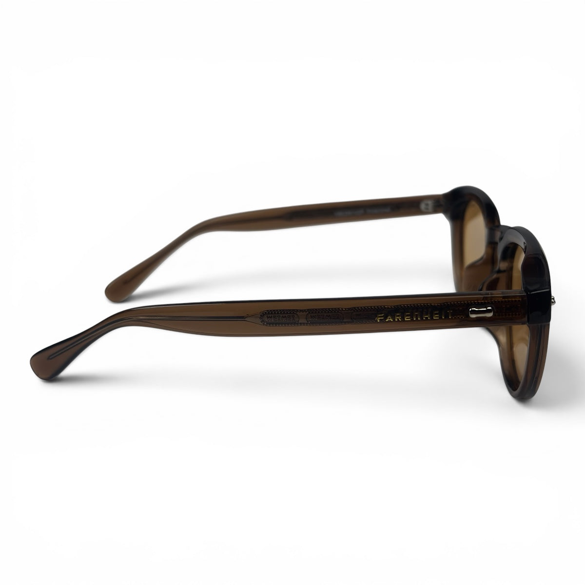 U&EYE The Nomad keyhole round polarized sunglasses in Crystal Brown and Bronze — side view
