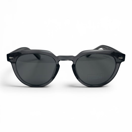 U&EYE The Nomad keyhole round polarized sunglasses in Smoke Charcoal and Dark Grey — front view