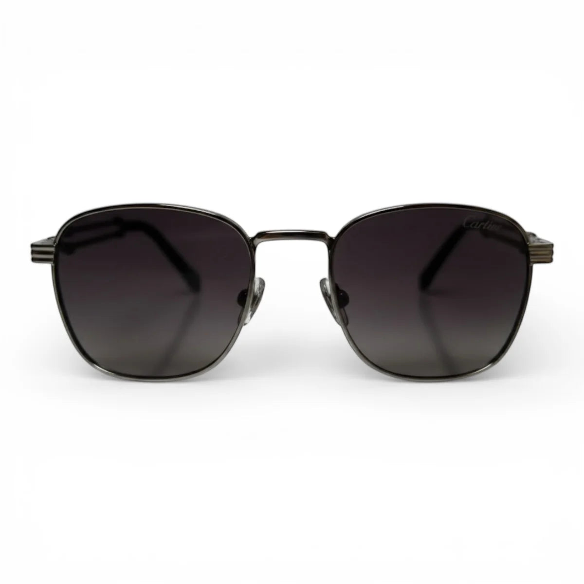 The ‘Mounir’ Rectangle Sunglasses | Silver & Dark