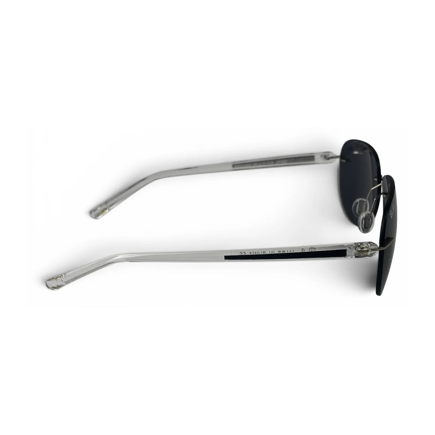 The Phantom rimless aviator sunglasses in Midnight Black & Gold, side profile view
