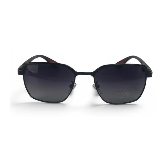 The Vector Rectangle sunglasses in Black, straight front view