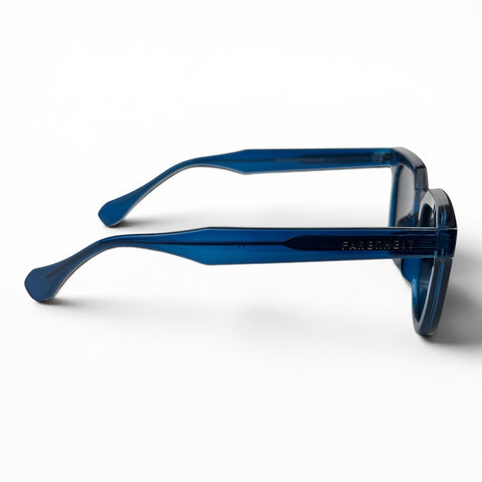 Blue Roux chunky square sunglasses with black lenses, alternate view