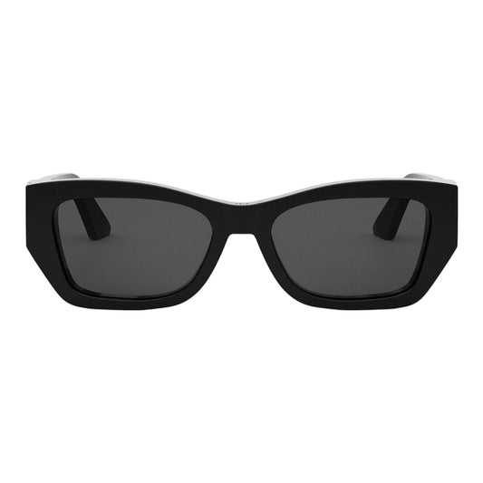 Black sunglasses with dark lenses on a white background