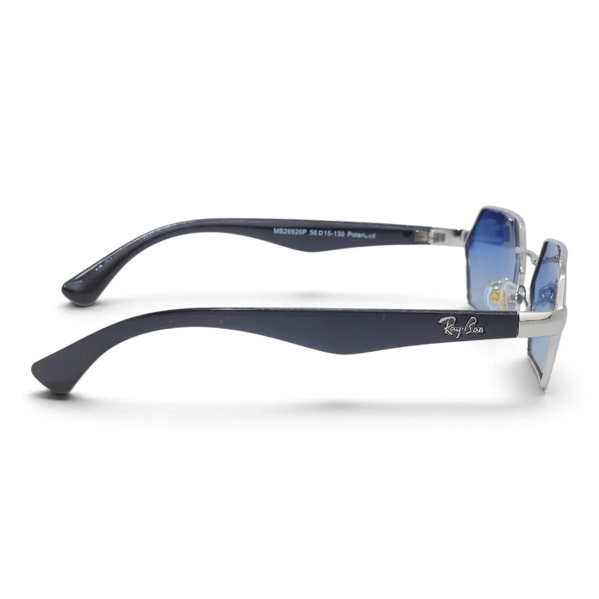 U&EYE The Caelum hexagonal polarized sunglasses in Silver / Blue Gradient — side view