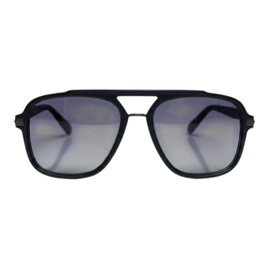 The ‘Commander’ Aviator Sunglasses | Black / Gradient Blue-Grey