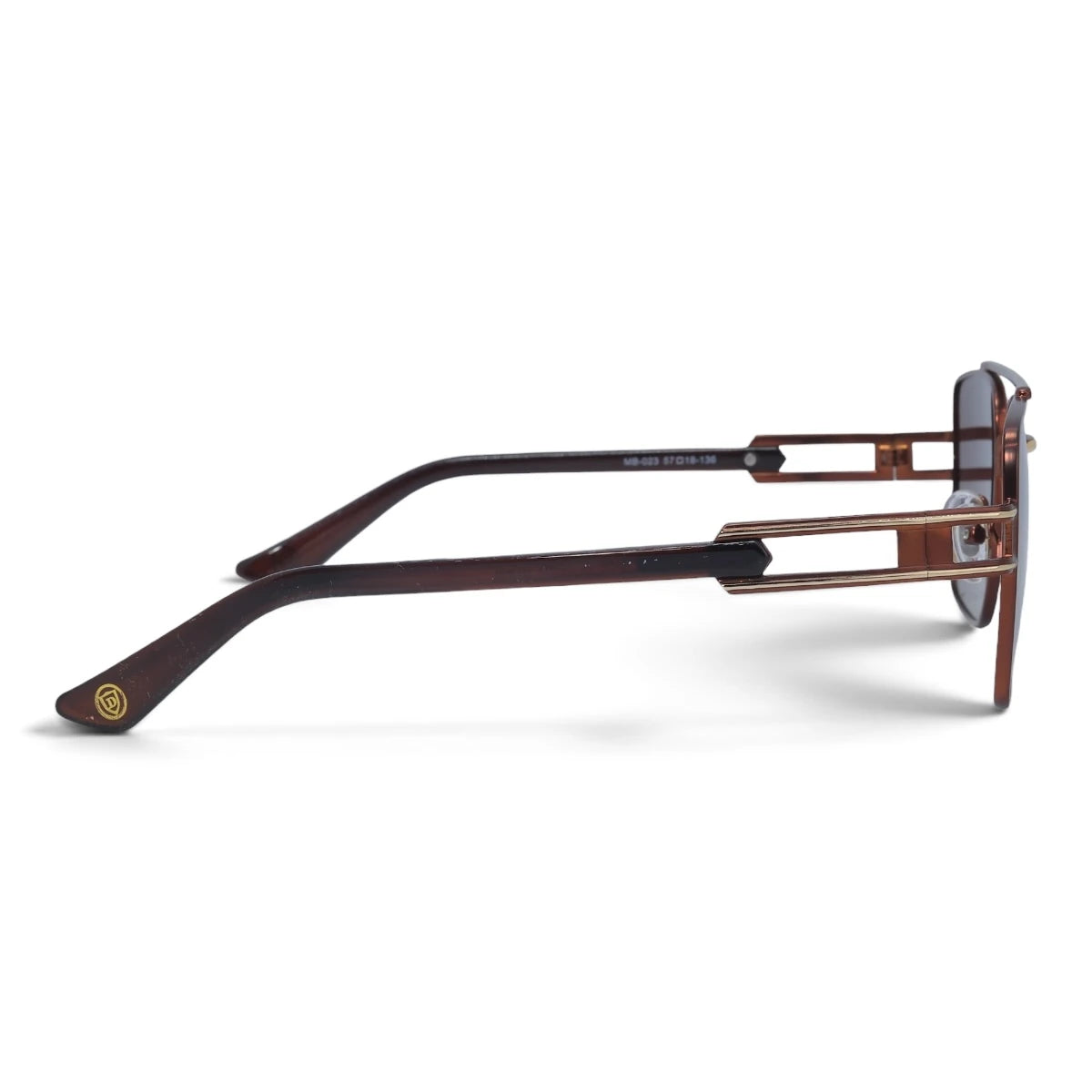 U&EYE The Crown flat-top rectangle sunglasses in Burgundy-Gold / Brown Gradient — side view