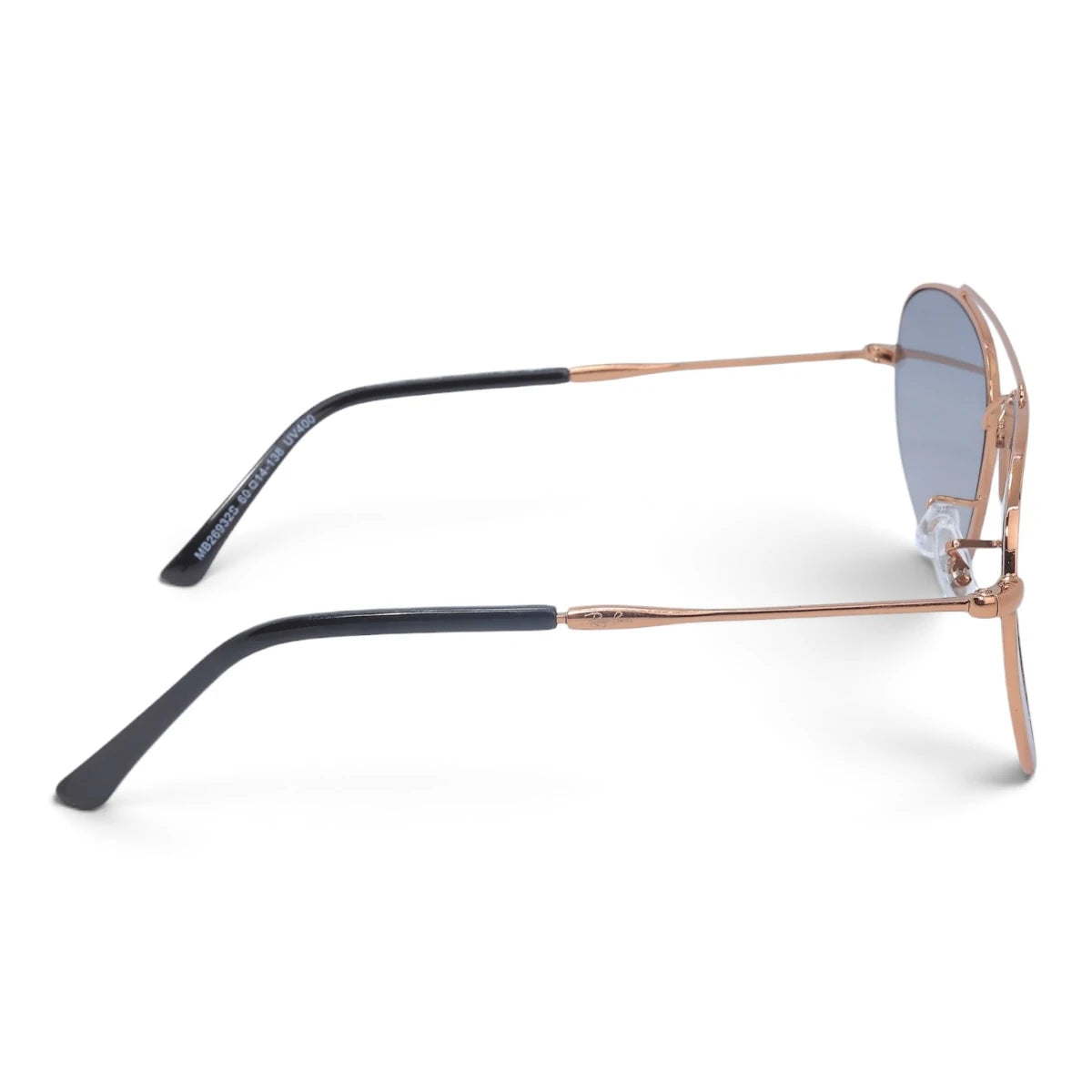 U&EYE The Darian classic aviator sunglasses in Rose Gold / Blue Mirror — side view