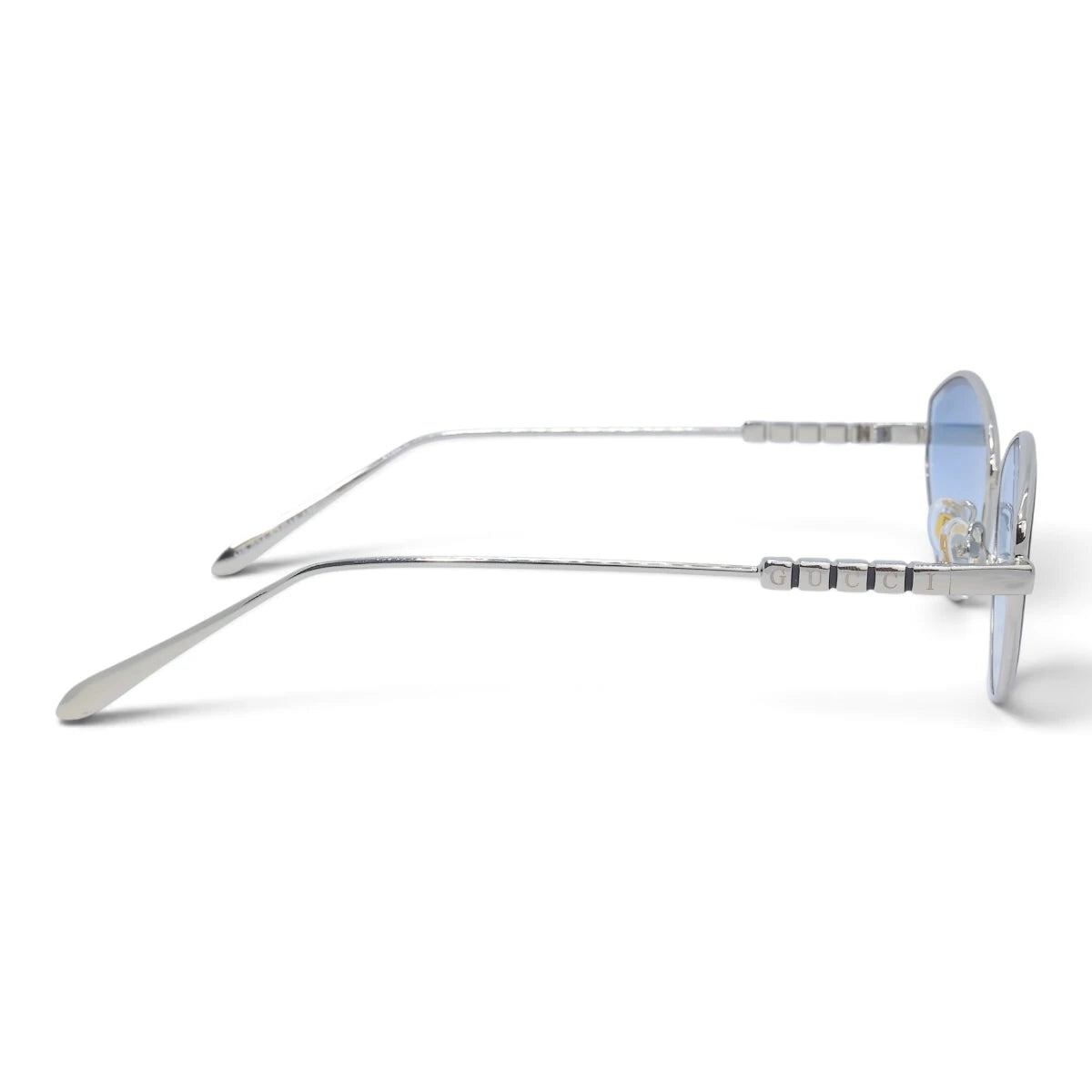 U&EYE The Elara soft cat-eye sunglasses in Silver / Light Blue Gradient — side view