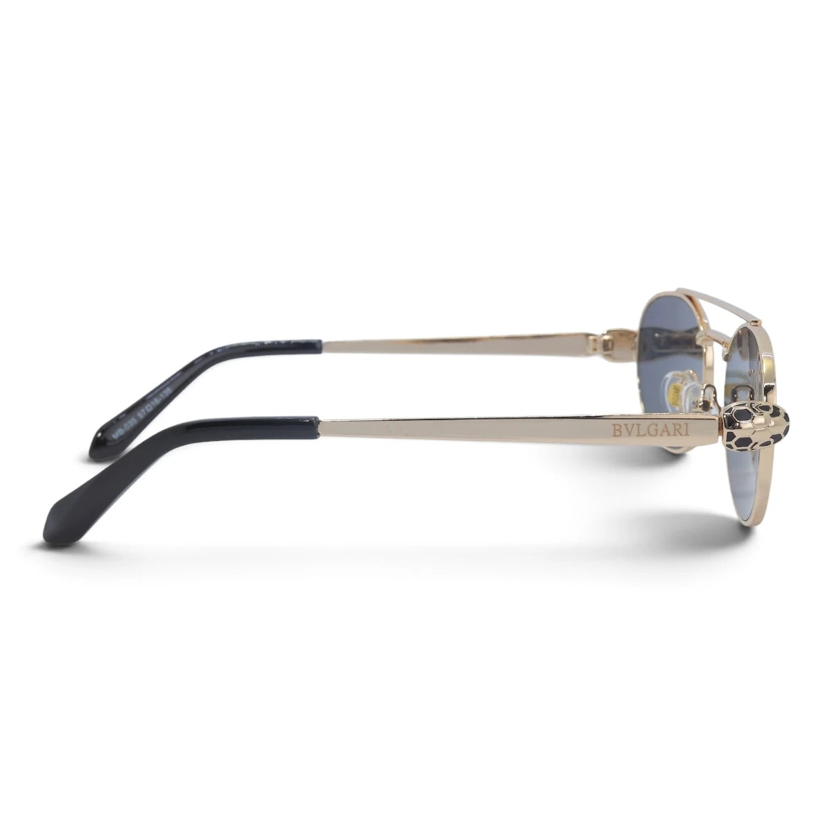 U&EYE The Lysandre small oval sunglasses in Gold / Dark Gray-Blue — side view