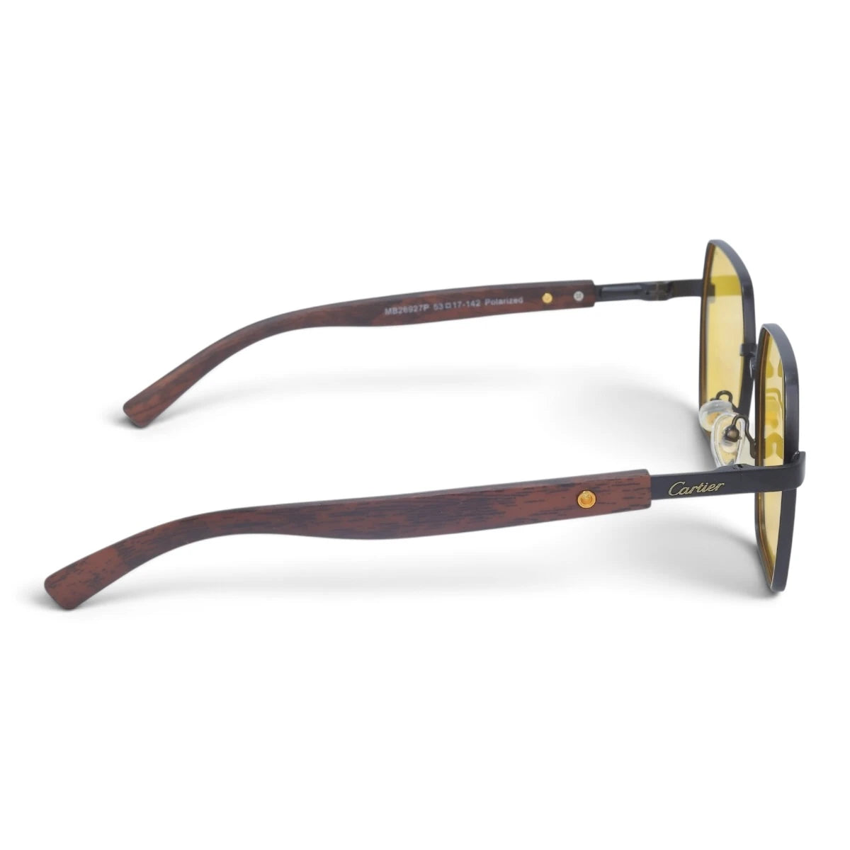 U&EYE The Mercier square polarized sunglasses in Gunmetal / Yellow — side view