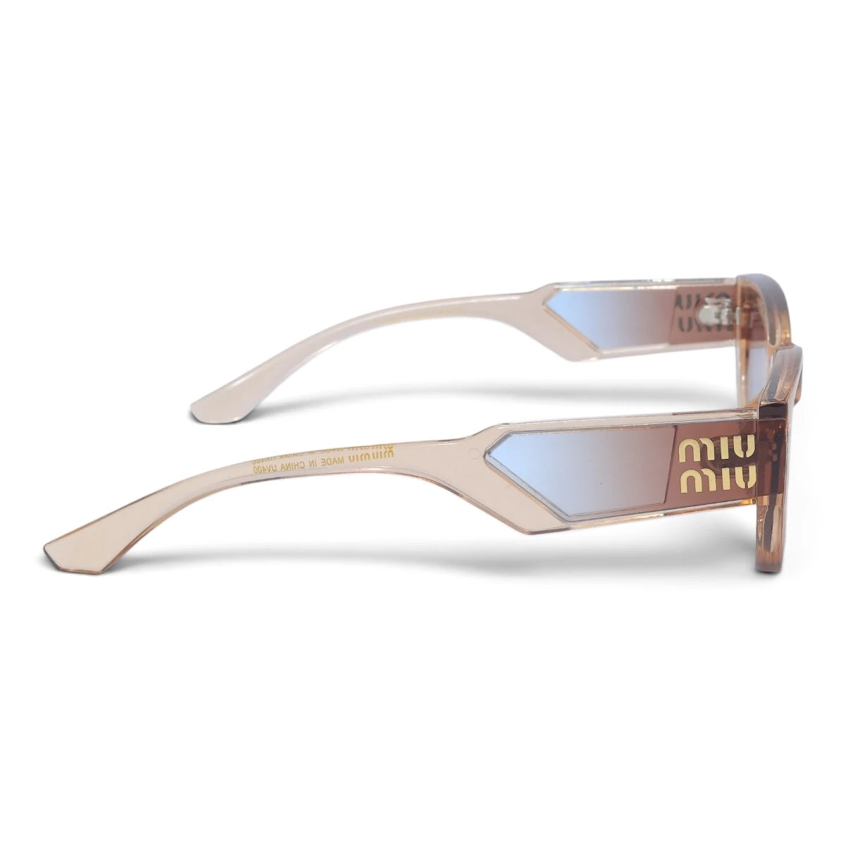 U&EYE The Mirelle narrow cat-eye sunglasses in Crystal Beige / Rose Gradient — side view