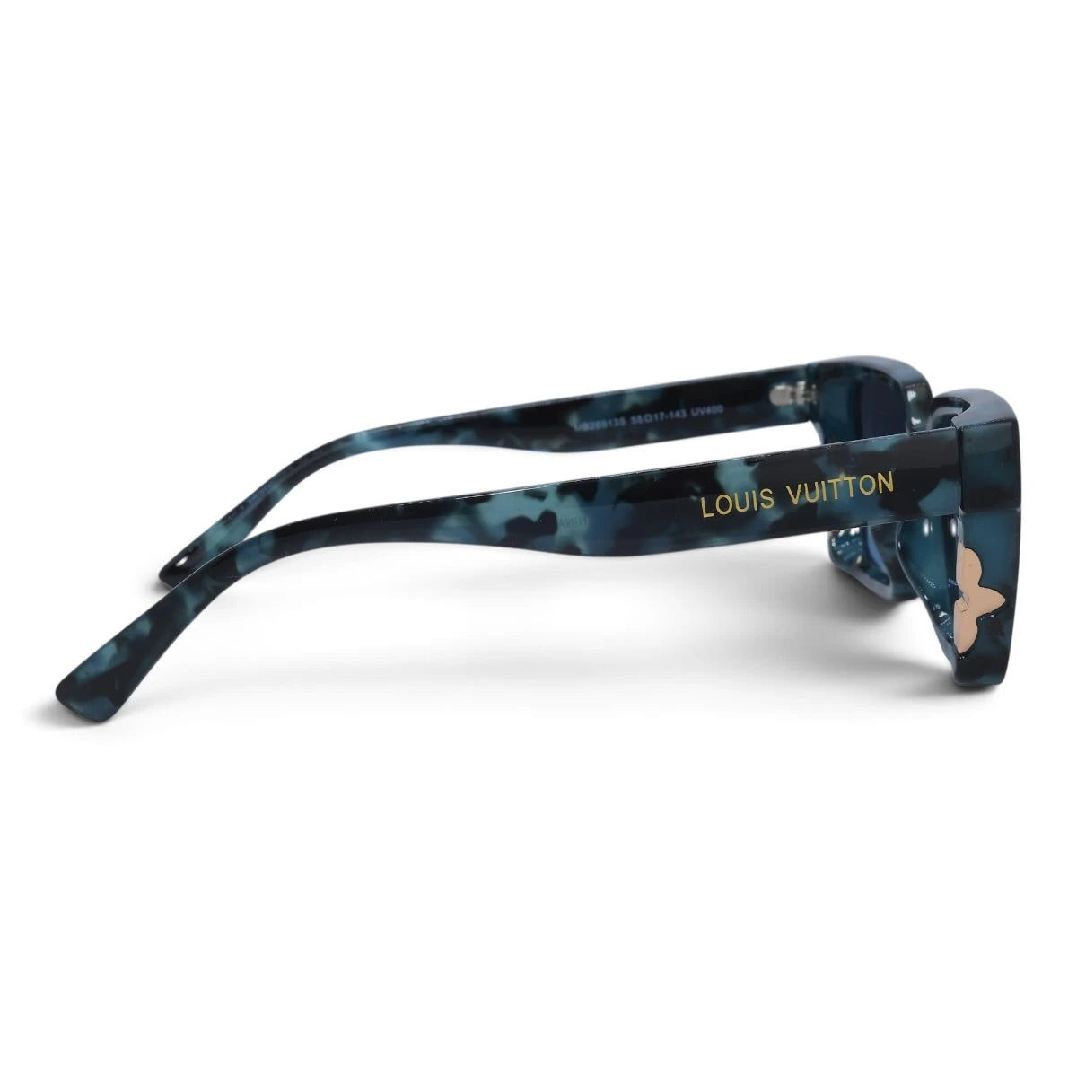 U&EYE The Odette cat-eye square sunglasses in Blue Tortoise / Blue Gradient — side view