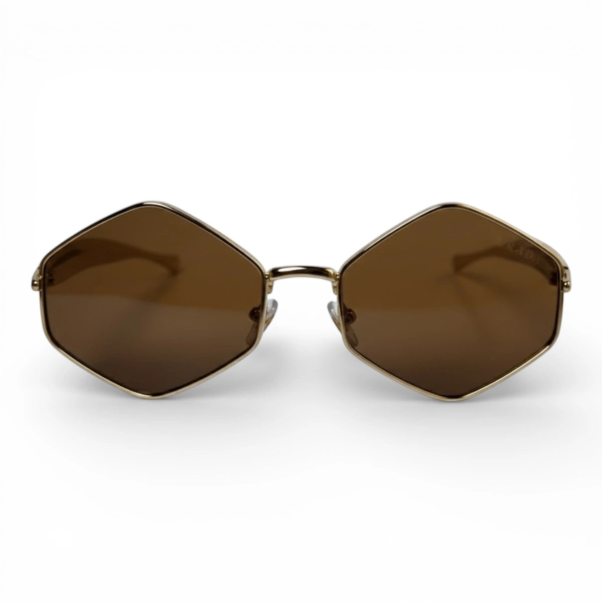 The ‘Prism’ Hexagonal Sunglasses | Cognac / Gold