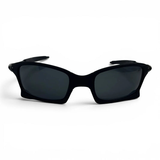 The Pulse Sport Rectangle sunglasses in Black with Smoke lenses, angled three-quarter view