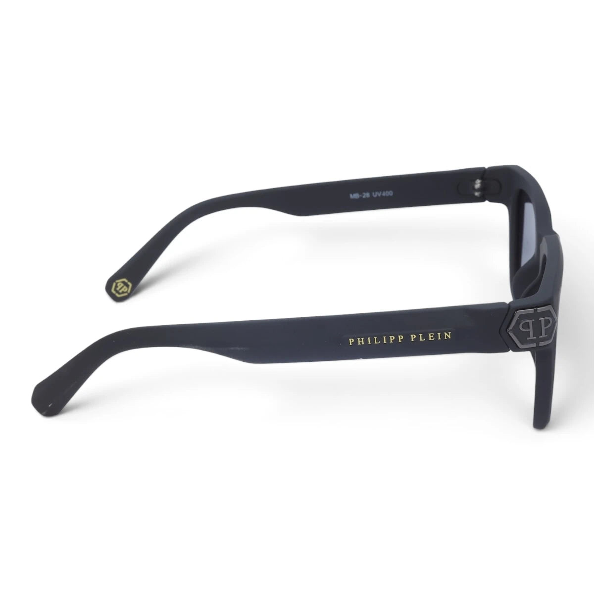 U&EYE The Riven cat-eye rectangle polarized sunglasses in Black / Violet-Blue Gradient — side view
