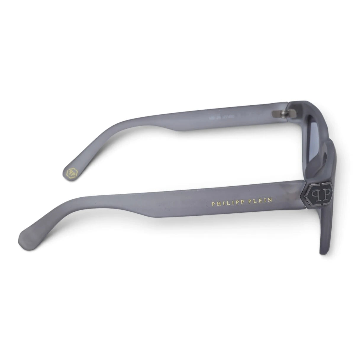 U&EYE The Riven cat-eye rectangle polarized sunglasses in Smoke Gray / Violet Gradient — side view