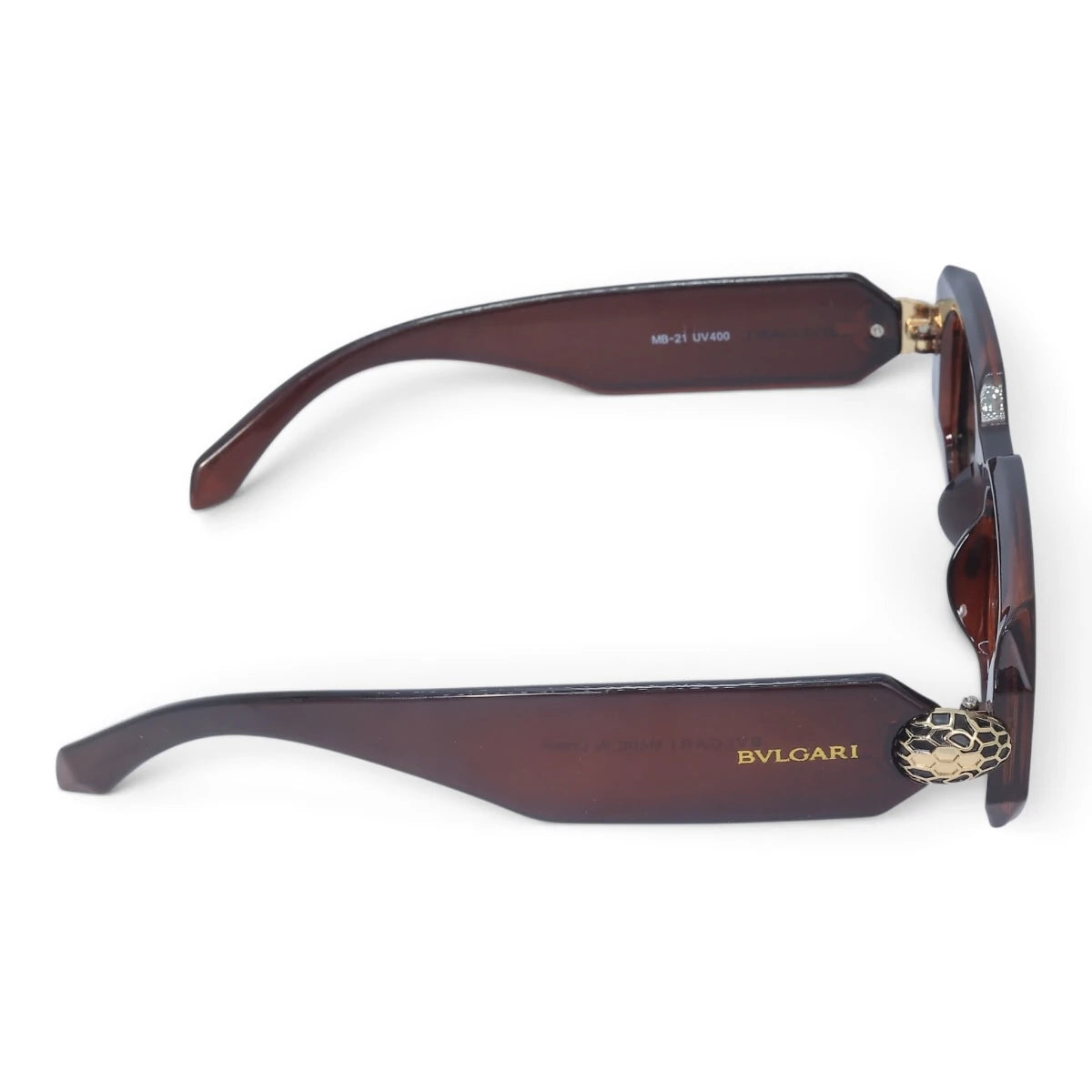 U&EYE The Sabine rectangle polarized sunglasses in Burgundy / Brown Gradient — side view