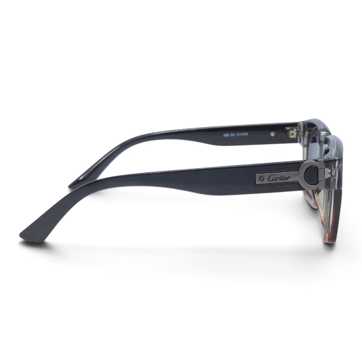 U&EYE The Valeo square polarized sunglasses in Black-Amber Ombré / Violet-Blue Gradient — side view