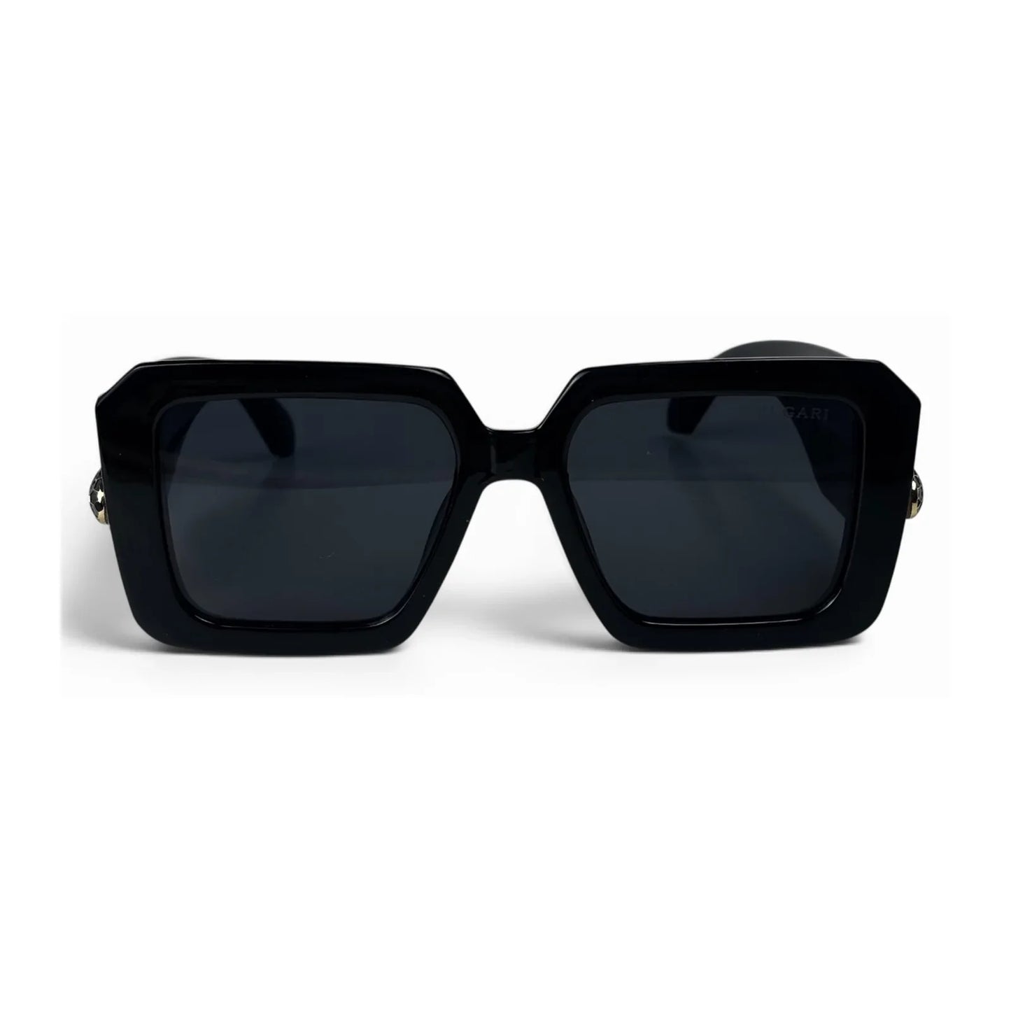 U&Eye The Vesper shield-square sunglasses with midnight black frame and smoke lens, front view