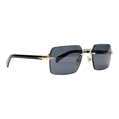 The 'Vanguard' Rimless Square Sunglasses | Gold & Black mirrored right-facing angle