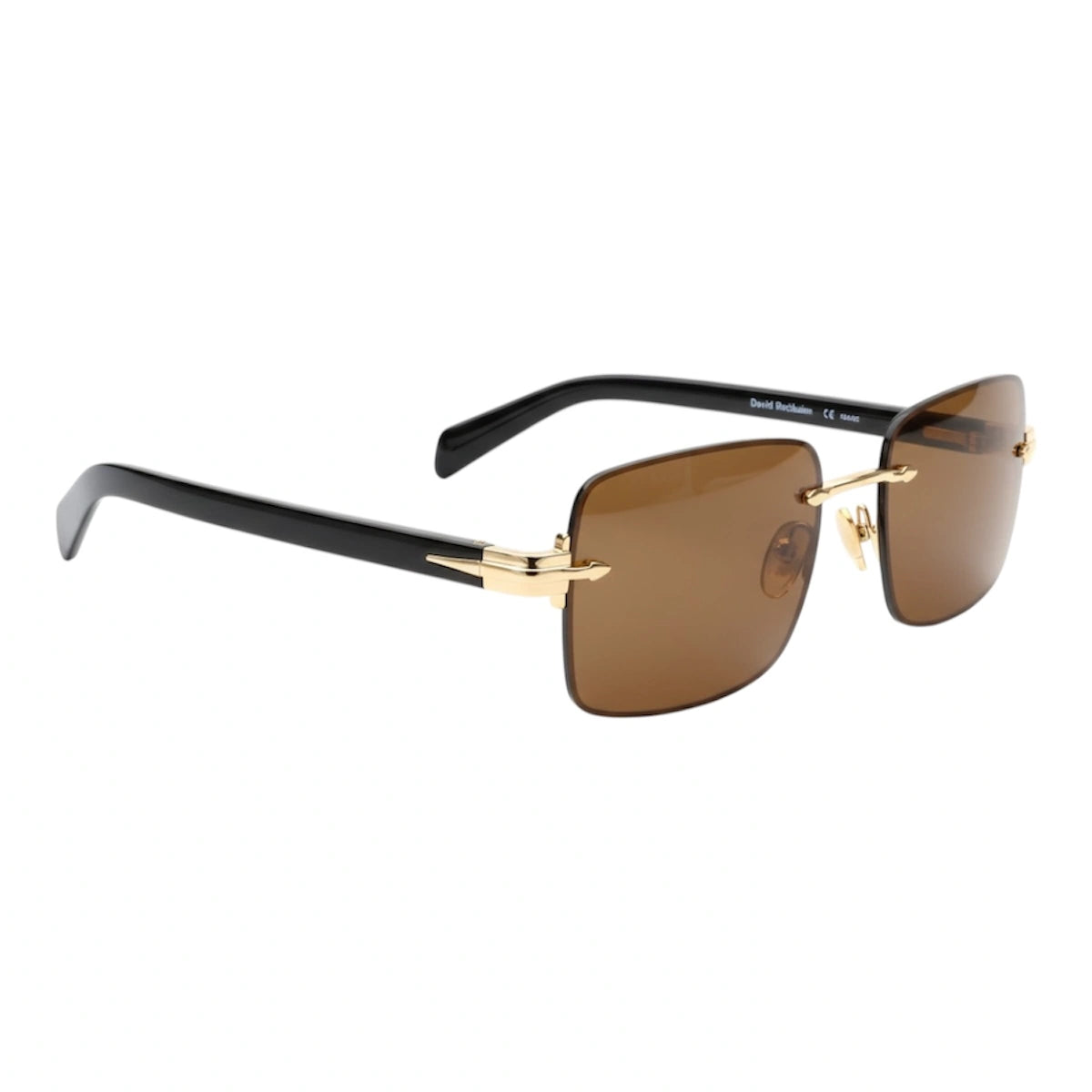 The 'Vanguard' Rimless Square Sunglasses | Gold & Brown mirrored right-facing angle