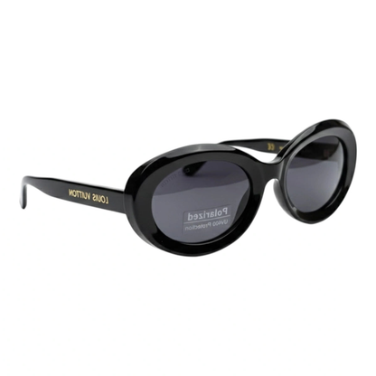 The Muse [Chunky Oval] Sunglasses | Jet Black mirrored right-facing angle