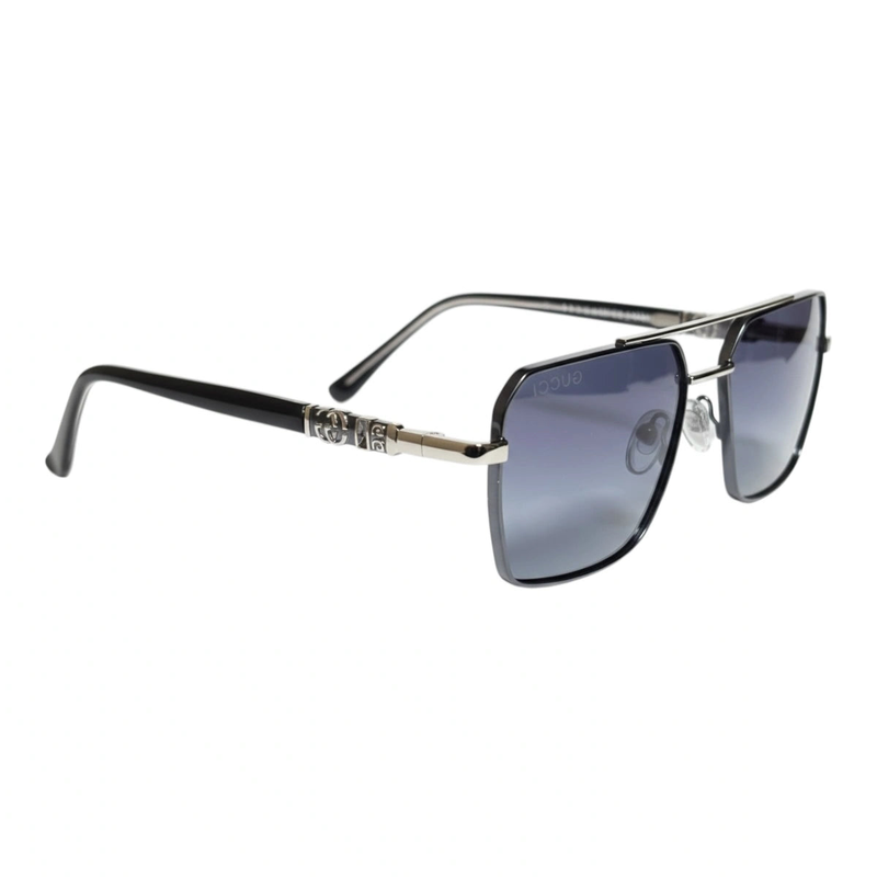 The Sovereign Geometric Sunglasses | Chrome & Midnight Blue