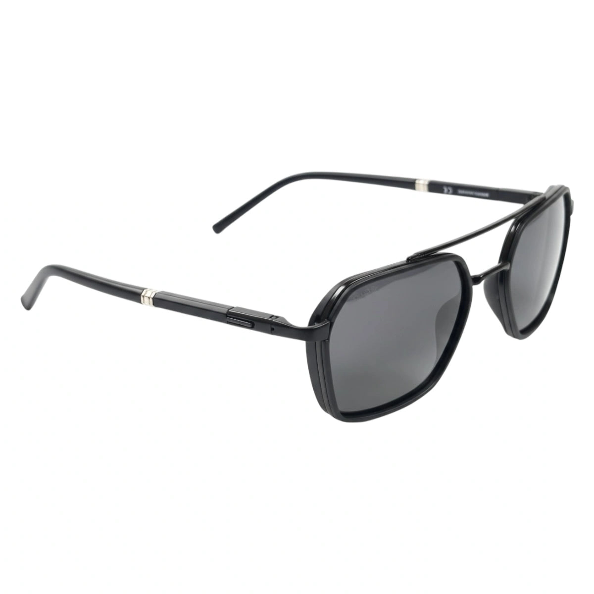 The Aviator-X [Geometric] Sunglasses | Midnight Black mirrored right-facing angle
