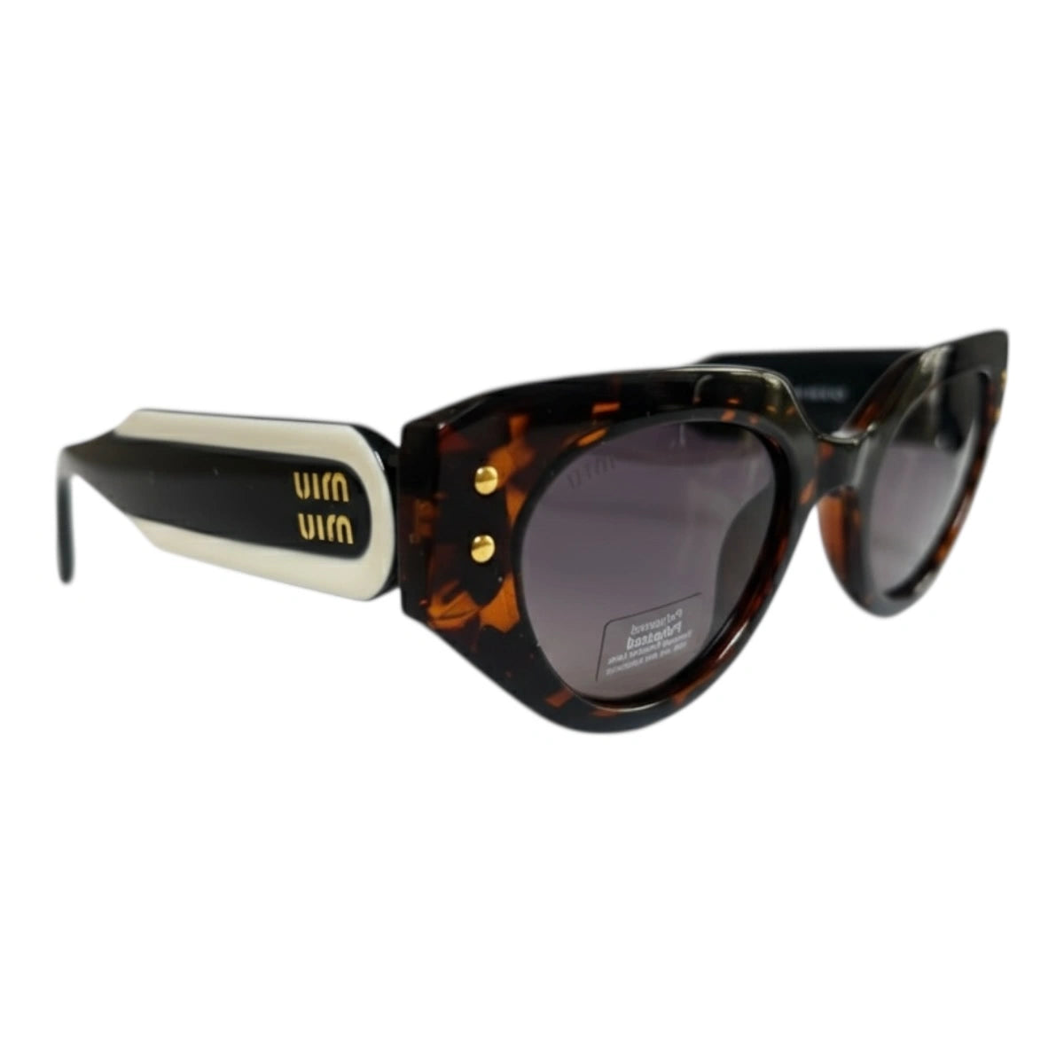 The ‘Muse’ Geometric Sunglasses | Tortoise & White mirrored right-facing angle