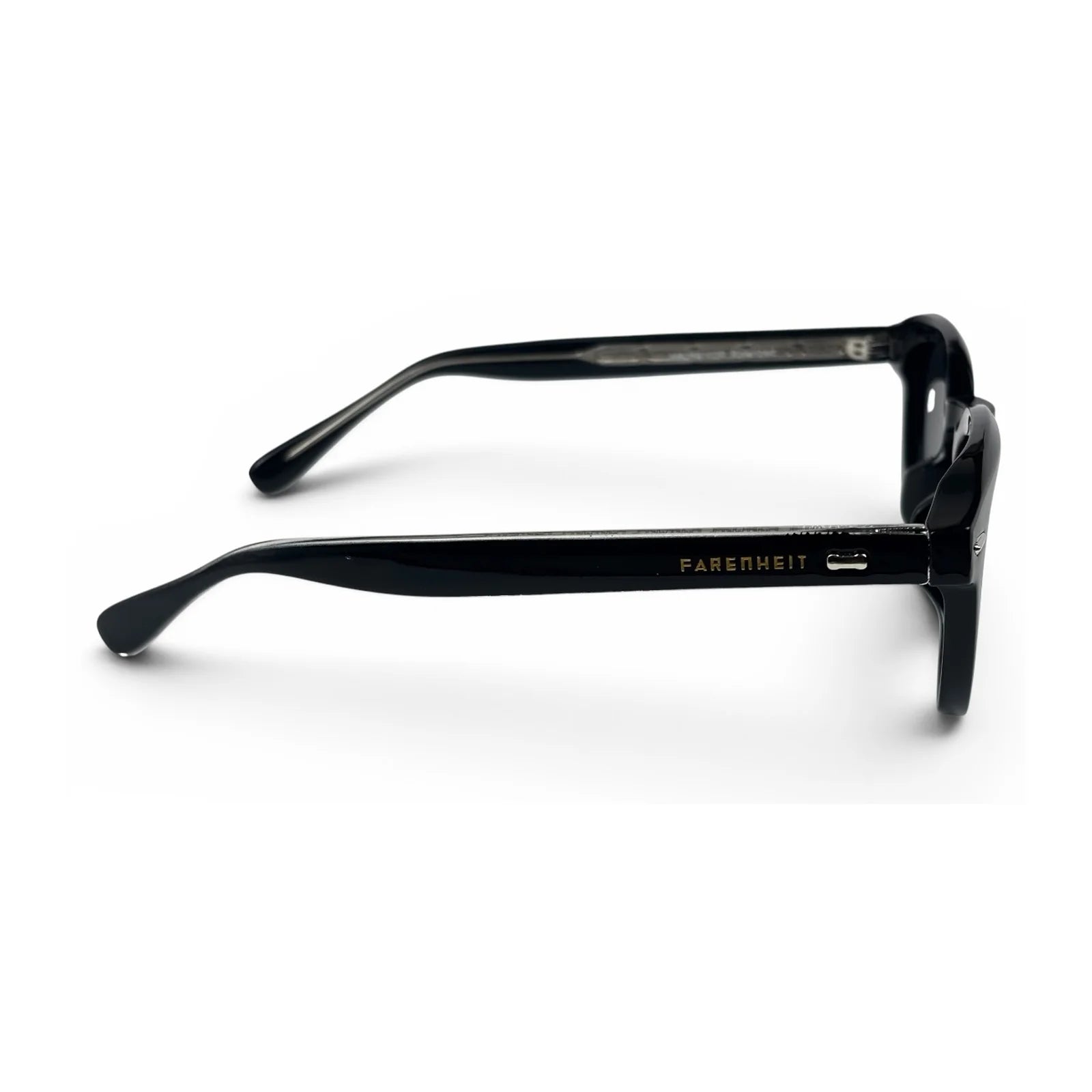 U&EYE The Nomad keyhole round polarized sunglasses in Polished Black and Dark Grey — side view