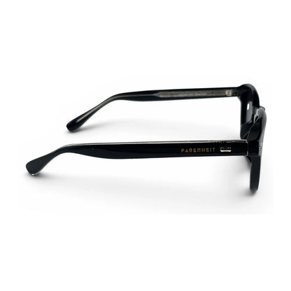 U&EYE The Nomad keyhole round polarized sunglasses in Polished Black and Dark Grey — side view