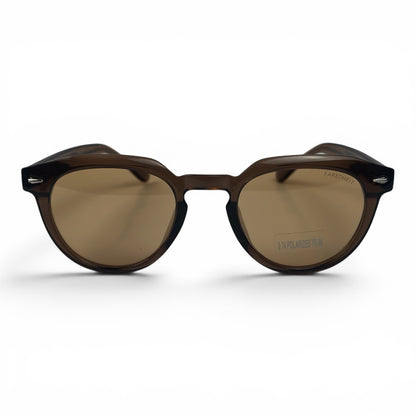 U&EYE The Nomad keyhole round polarized sunglasses in Crystal Brown and Bronze — front view