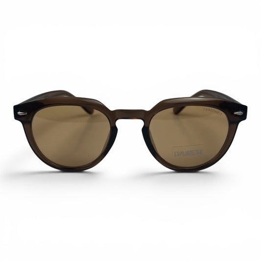 U&EYE The Nomad keyhole round polarized sunglasses in Crystal Brown and Bronze — front view