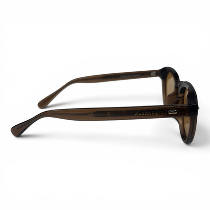 U&EYE The Nomad keyhole round polarized sunglasses in Crystal Brown and Bronze — side view