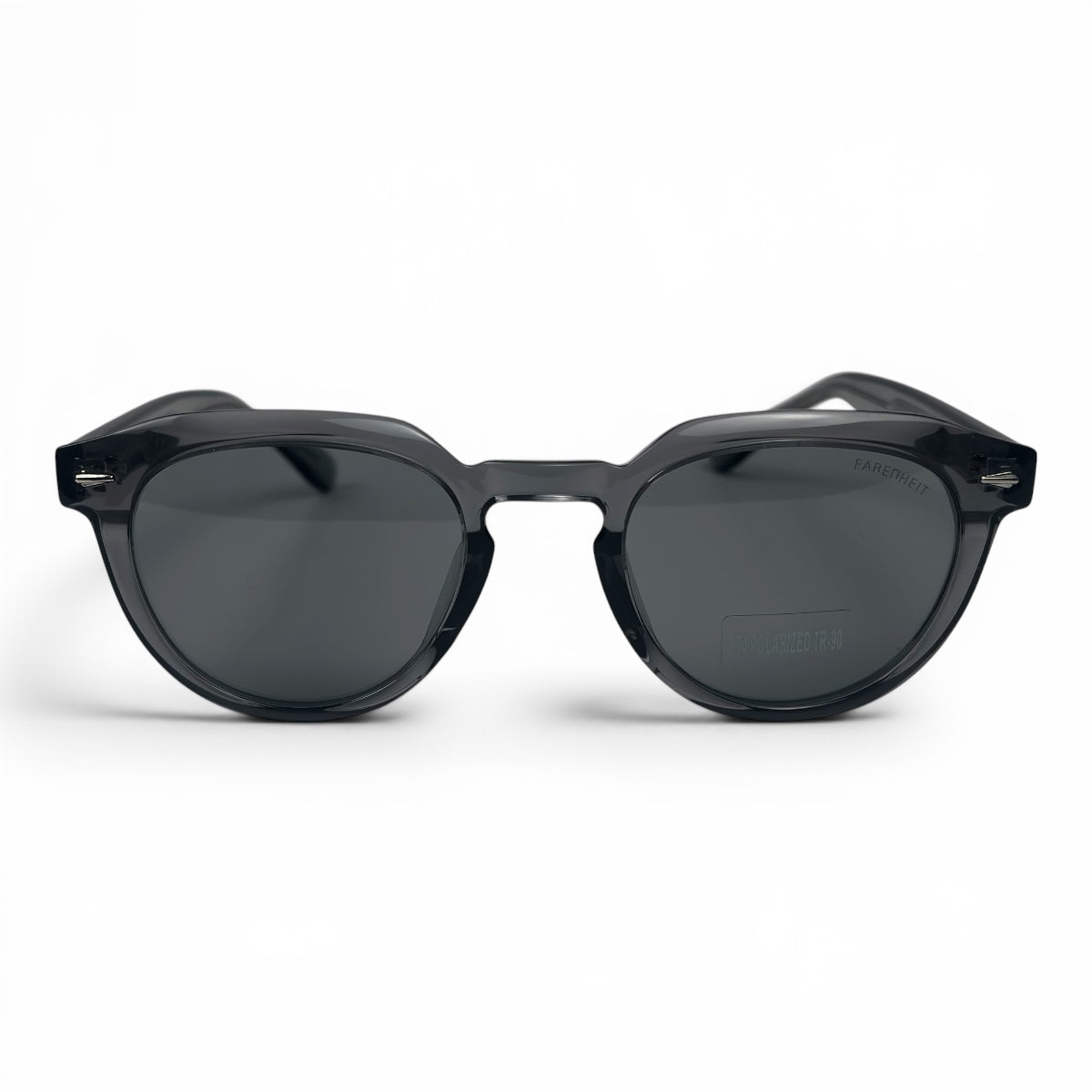 U&EYE The Nomad keyhole round polarized sunglasses in Smoke Charcoal and Dark Grey — front view