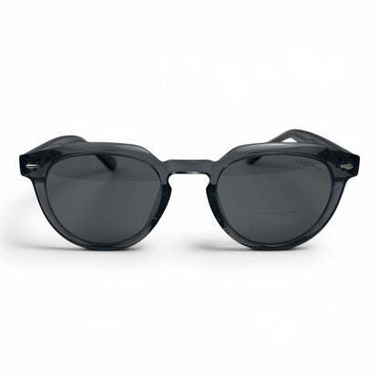 U&EYE The Nomad keyhole round polarized sunglasses in Smoke Charcoal and Dark Grey — front view