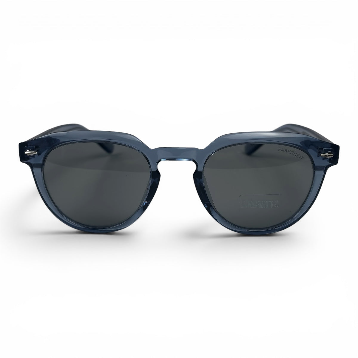 U&EYE The Nomad keyhole round polarized sunglasses in Navy Crystal and Dark Grey — front view