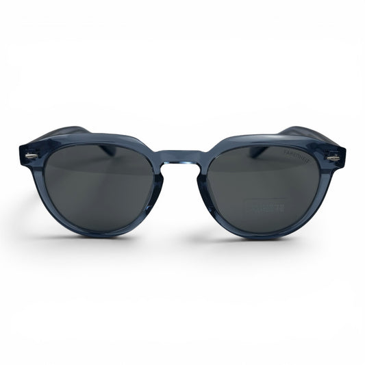 U&EYE The Nomad keyhole round polarized sunglasses in Navy Crystal and Dark Grey — front view