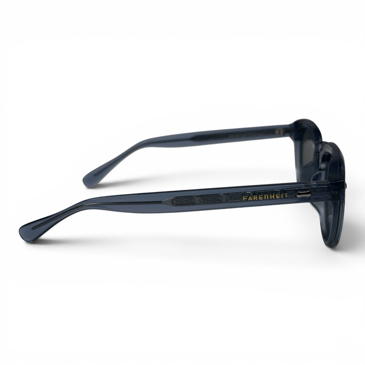 U&EYE The Nomad keyhole round polarized sunglasses in Navy Crystal and Dark Grey — side view