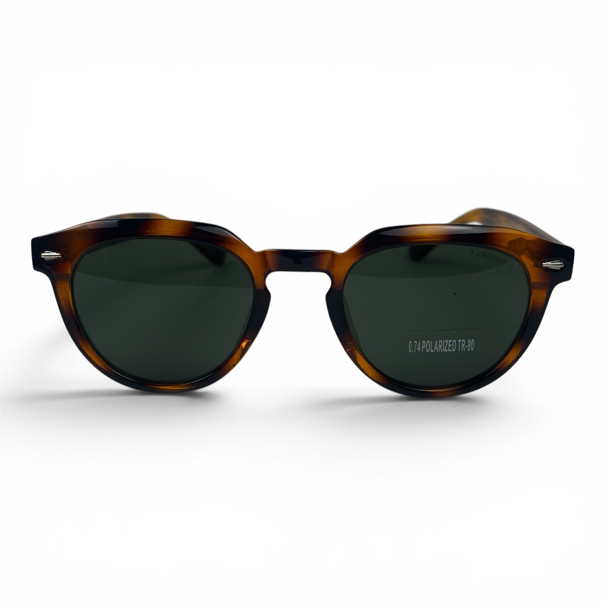 U&EYE The Nomad keyhole round polarized sunglasses in Classic Tortoise and Dark Green — front view