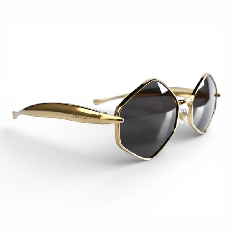 The ‘Prism’ Hexagonal Sunglasses | Black / Gold
