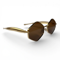 The ‘Prism’ Hexagonal Sunglasses | Cognac / Gold