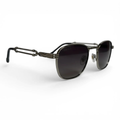 The ‘Mounir’ Rectangle Sunglasses | Silver & Dark