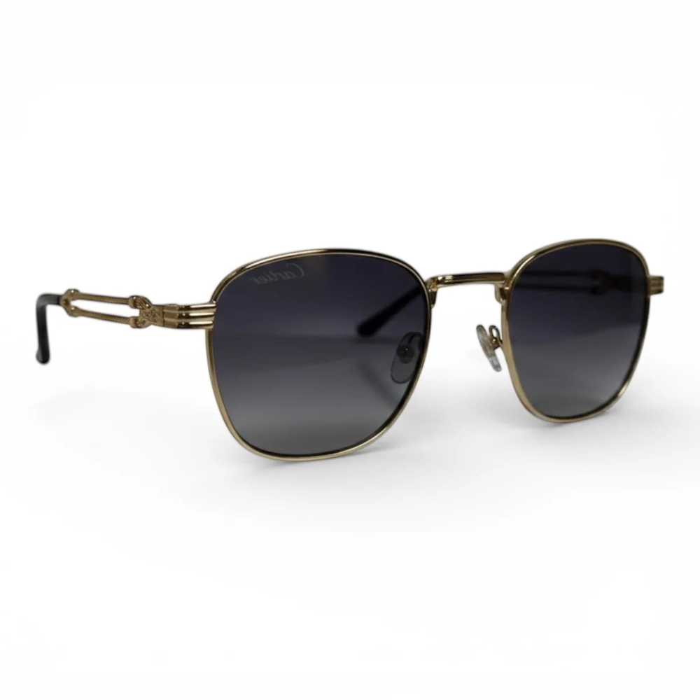 The ‘Mounir’ Rectangle Sunglasses | Gold & Dark