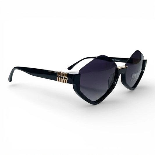 Apex compact semi-rimless geometric sunglasses in Midnight Black, right-facing angled view
