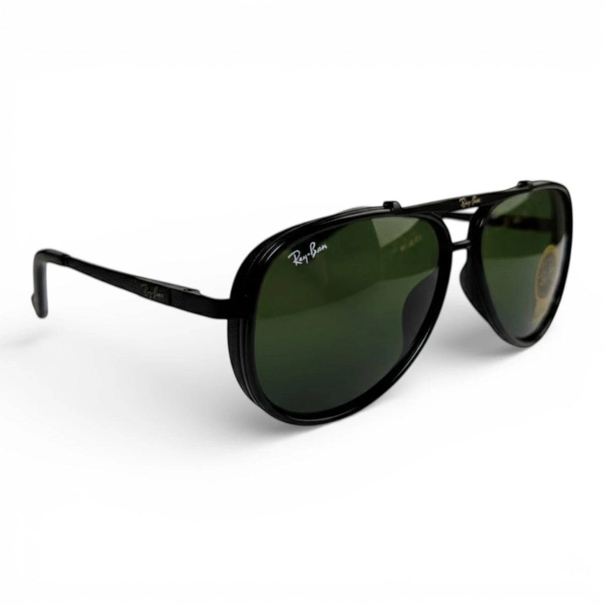 The ‘Legacy’ Glass Aviator | Jet Green | UV400 mirrored right-facing angle