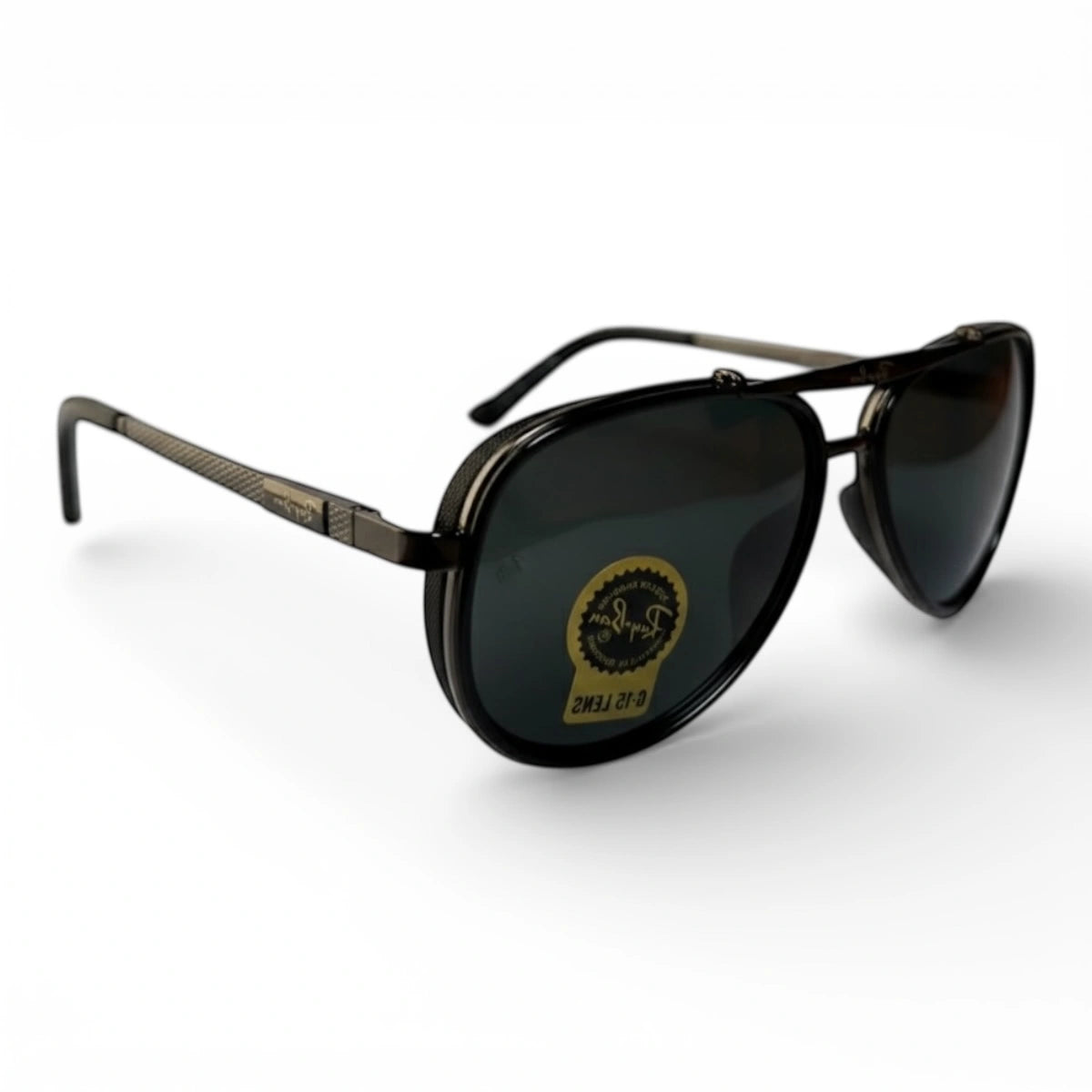 The ‘Legacy’ Glass Aviator | Obsidian Black | UV400 mirrored right-facing angle