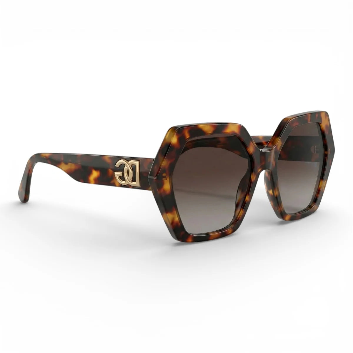 The ‘Icon’ Geometric Sunglasses | Tortoise mirrored right-facing angle