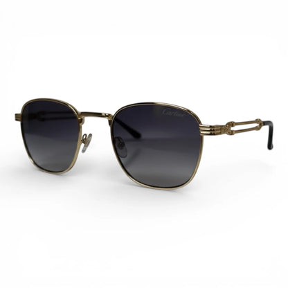 The ‘Mounir’ Rectangle Sunglasses | Gold & Dark